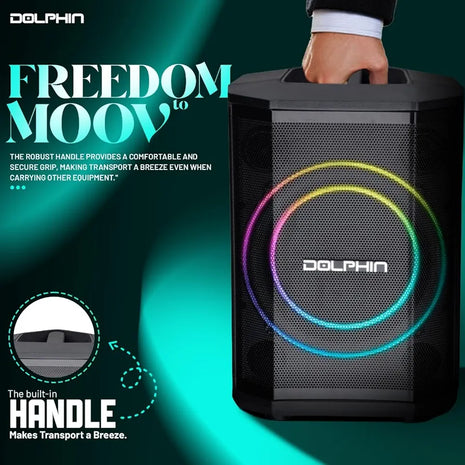 Dolphin 8" Heavy-Duty Handy Party Speaker with Wireless Microphone & Remote Control