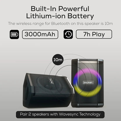 Dolphin 8" Heavy-Duty Handy Party Speaker with Wireless Microphone & Remote