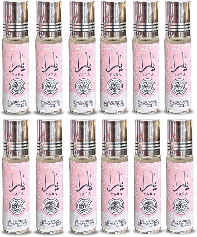 Lattafa Yara Roll-On Perfume Oil 10ml x 12 Pack | Sweet Vanilla Floral Long Lasting Arabic Attar Unisex Non-Alcohol Fragrance Travel Size Set