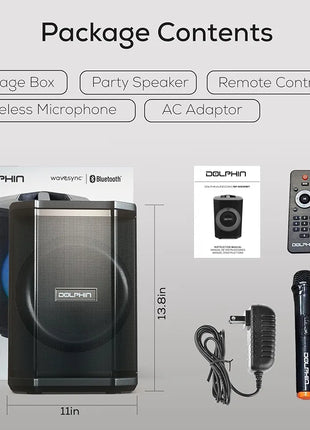 Dolphin 8" Heavy-Duty Handy Party Speaker with Wireless Microphone & Remote