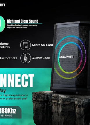 Dolphin 8" Heavy-Duty Handy Party Speaker with Wireless Microphone & Remote Control