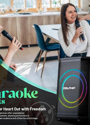 Dolphin 8" Heavy-Duty Handy Party Speaker with Wireless Microphone & Remote Control