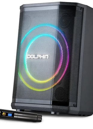 Dolphin 8" Heavy-Duty Handy Party Speaker with Wireless Microphone & Remote Control