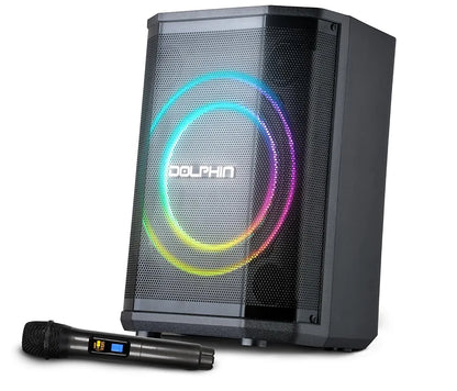 Dolphin 8" Heavy-Duty Handy Party Speaker with Wireless Microphone & Remote Control