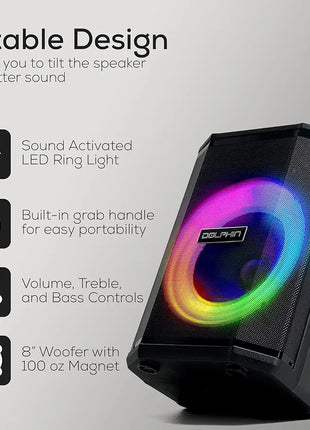 Dolphin 8" Heavy-Duty Handy Party Speaker with Wireless Microphone & Remote