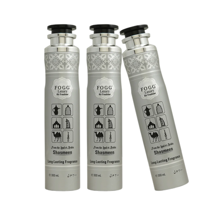 Fogg Shasmeen Air Freshener 300ml 3-Piece Set | Long Lasting Room Spray Bundle | Floral Woody Oriental Home Fragrance Pack
