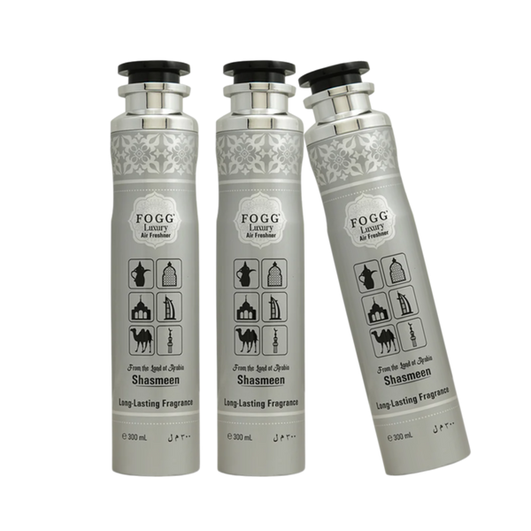 Fogg Shasmeen Air Freshener 300ml 3-Piece Set | Long Lasting Room Spray Bundle | Floral Woody Oriental Home Fragrance Pack