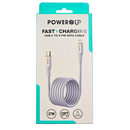 PowerUp Fast Charging USB-C to 8-Pin Data Cable | High-Speed Sync & Charge Cable | Durable Universal Charging Cable for Compatible Devices