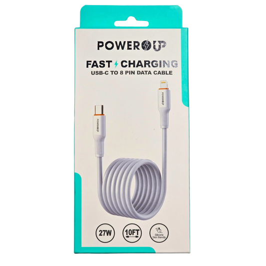 PowerUp Fast Charging USB-C to 8-Pin Data Cable | High-Speed Sync & Charge Cable | Durable Universal Charging Cable for Compatible Devices