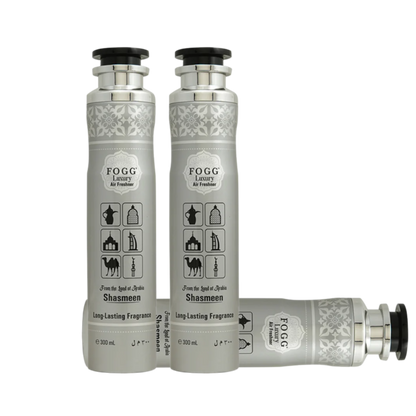 Fogg Shasmeen Air Freshener 300ml 3-Piece Set | Long Lasting Room Spray Bundle | Floral Woody Oriental Home Fragrance Pack