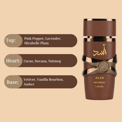 Asad Bourbon 3.40 Fl. Oz EDP Spray By Lattafa