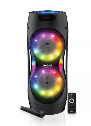 RCA Dual 6.5" Lightweight Bluetooth Party Speaker with Wireless Microphone & Remote