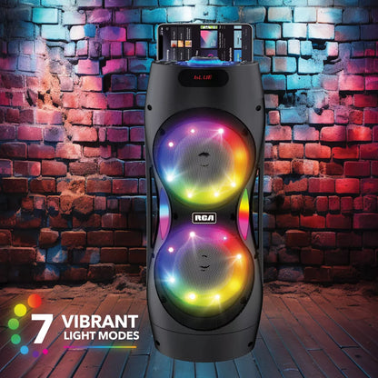 RCA Dual 6.5" Lightweight Bluetooth Party Speaker with Wireless Microphone & Remote
