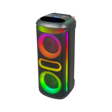 KOLAV Dual 8" Woofer Bluetooth Party Speaker with Wireless Microphone & Remote