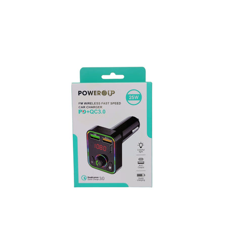 PowerUp FM Wireless 25W Fast Speed Car Charger With 5.3  Bluetooth, Hand-Free Calling, Voice Navigation, Dual USB-A and  Single USB-C Charging Port