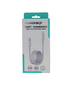 PowerUp 27W Fast Charging Data Cable USB-C to 8 Pin With 6ft  Length