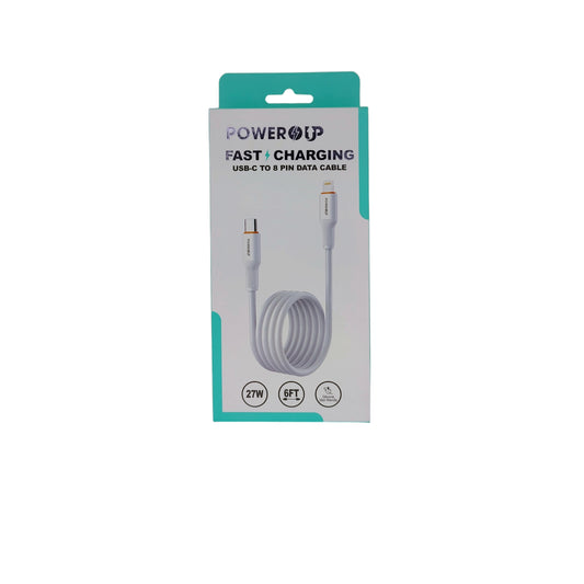 PowerUp 27W Fast Charging Data Cable USB-C to 8 Pin With 6ft Length