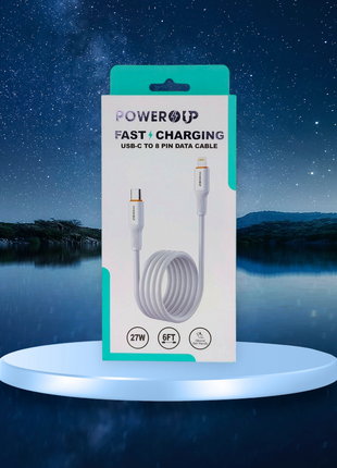 PowerUp 27W Fast Charging Data Cable USB-C to 8 Pin With 6ft  Length