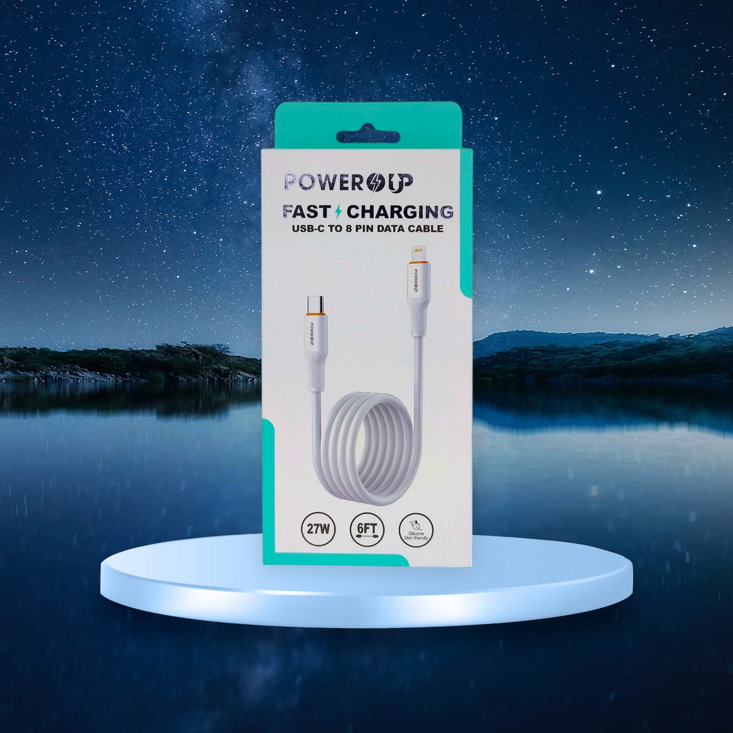 PowerUp 27W Fast Charging Data Cable USB-C to 8 Pin With 6ft Length