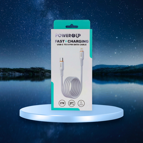 PowerUp 27W Fast Charging Data Cable USB-C to 8 Pin With 6ft  Length