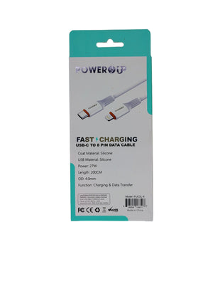 PowerUp 27W Fast Charging Data Cable USB-C to 8 Pin With 6ft  Length