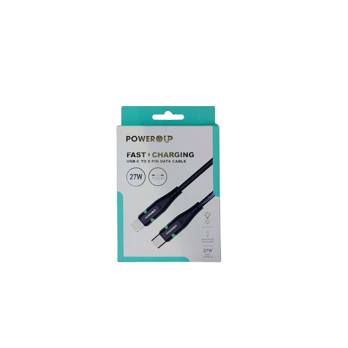 PowerUp 27W Fast Charging Data Cable USB-C to 8 Pin With 3Ft (1Mtr) Length