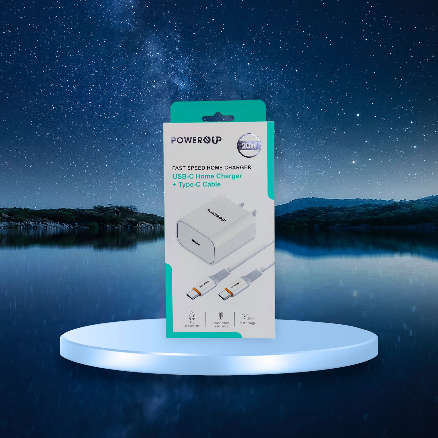 PowerUp 30W Fast Speed Home Charger With USB-C to Type-C  Data Cable