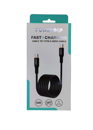 PowerUp 60W Fast Charging Data Cable USB-C to Type-C With  10ft Length