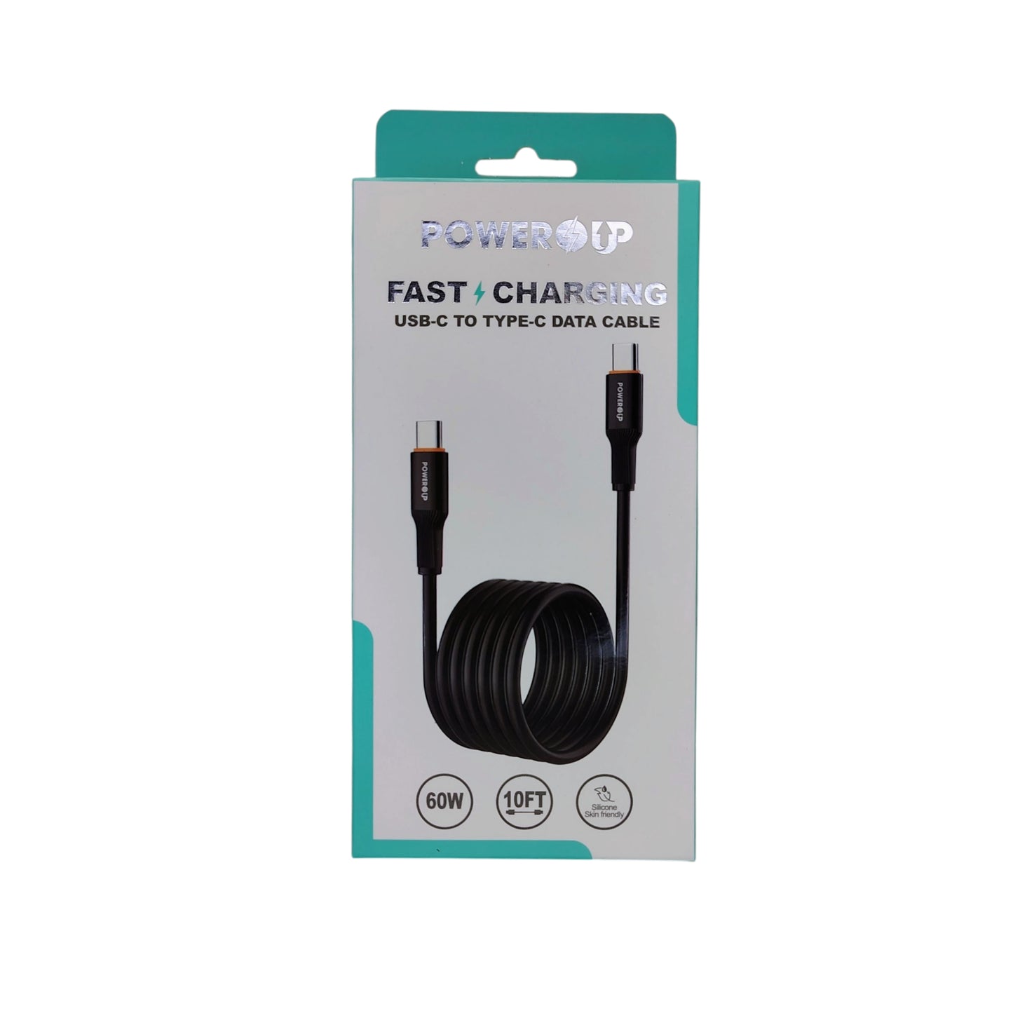 PowerUp 60W Fast Charging Data Cable USB-C to Type-C With 10ft Length
