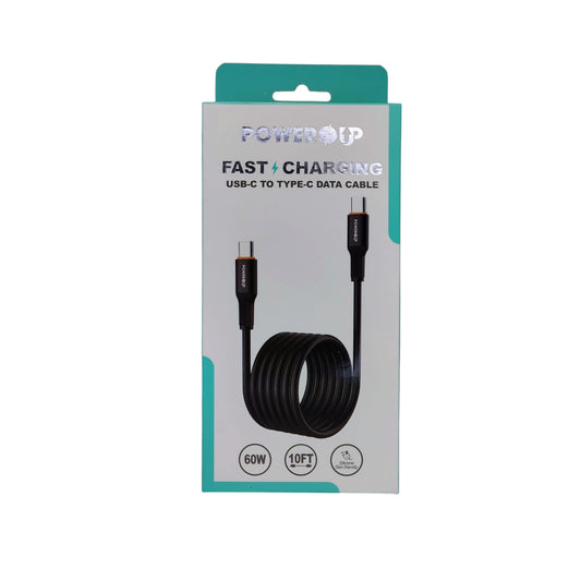 PowerUp 60W Fast Charging Data Cable USB-C to Type-C With 10ft Length