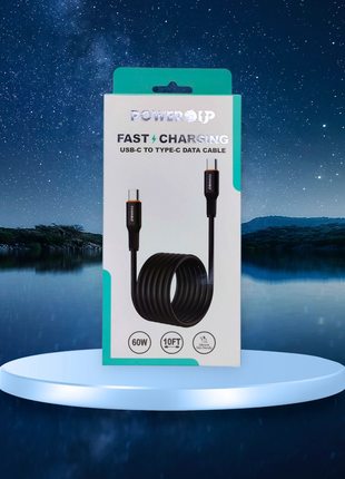 PowerUp 60W Fast Charging Data Cable USB-C to Type-C With  10ft Length