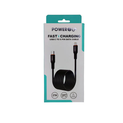 PowerUp 27W USB-C to 8-Pin Fast Charging Data Cable With 10ft Length
