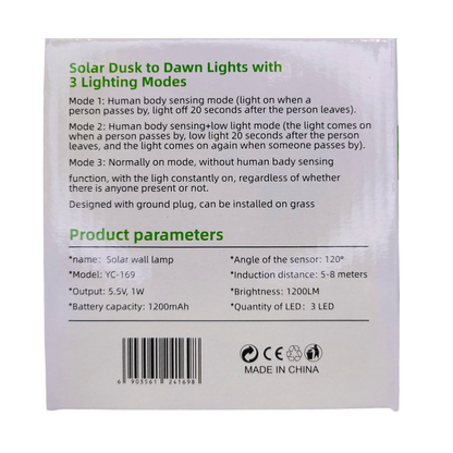 Solar Garden Light – Multi-Use with Human Body Sensing for Wall, Camping & Landscape Lighting