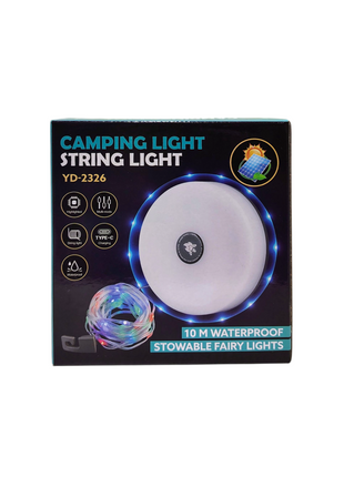 Solar Camping String Light – 10M Fairy Lights with Multi-Modes, Type-C Charging & Waterproof Design