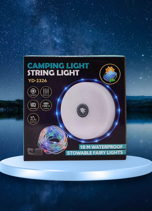 Solar Camping String Light – 10M Fairy Lights with Multi-Modes, Type-C Charging & Waterproof Design