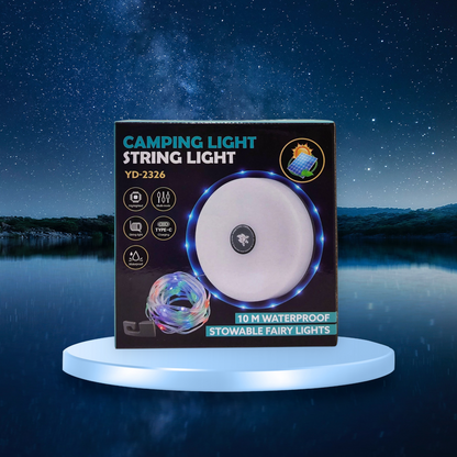 Solar Camping String Light – 10M Fairy Lights with Multi-Modes, Type-C Charging & Waterproof Design