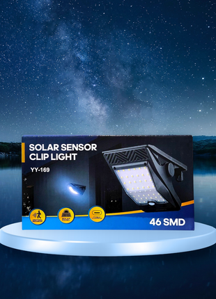 Solar Sensor Clip Light – 46 SMD LEDs with Motion & Low-Light Sensing, Type-C Charging & Solar Panel