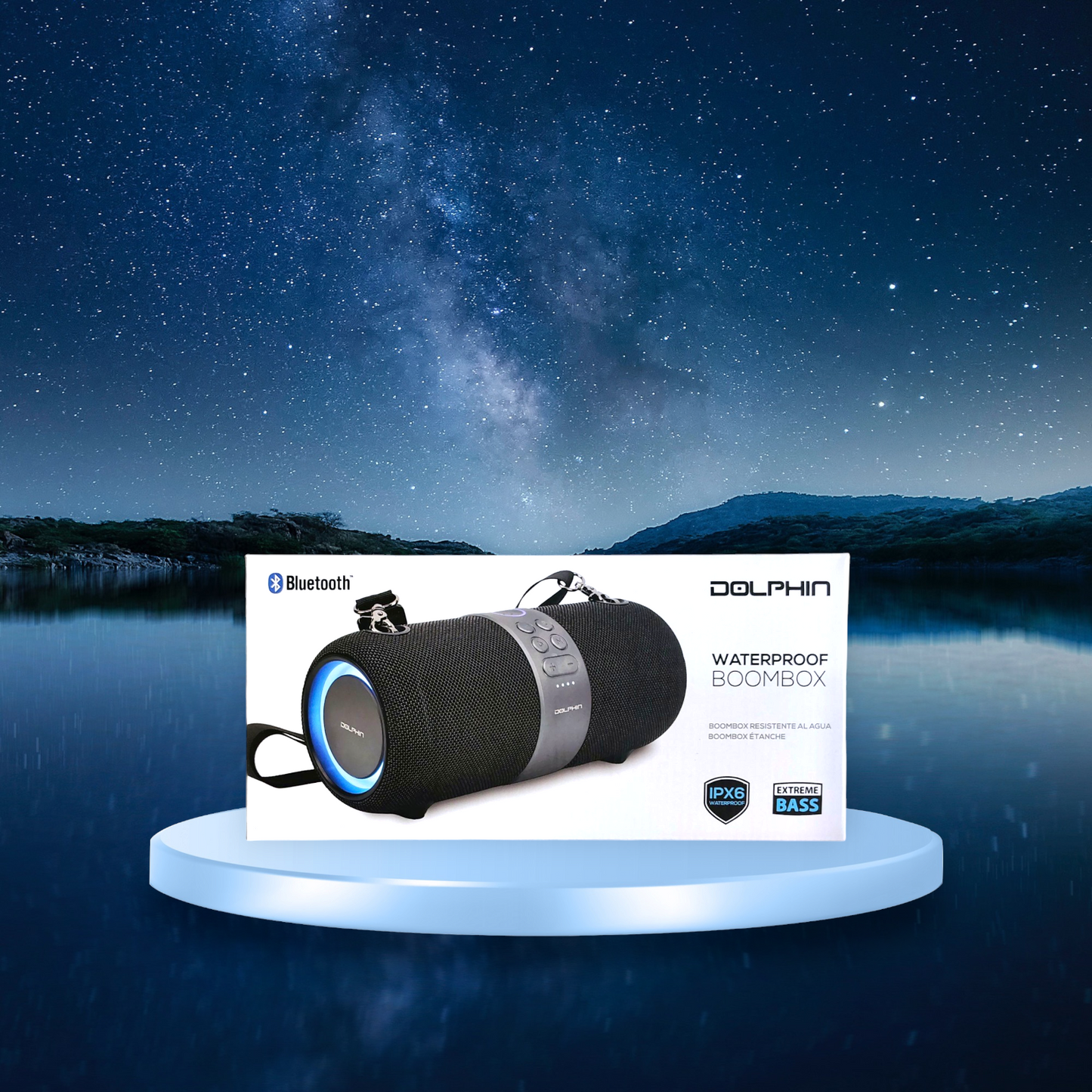 Dolphin Waterproof Bluetooth Boombox with WaveSync Dual Speaker Pairing
