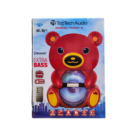 TopTech 6.5" Teddy-Shaped Bluetooth Speaker with Remote Control – Fun & Functional Audio