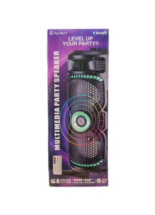 TopTech Dual 8" Lightweight Bluetooth Party Speaker with Wireless Microphone & Remote