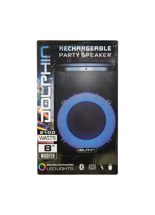 Dolphin 8" Heavy-Duty Handy Party Speaker with Wired Microphone & Remote Control