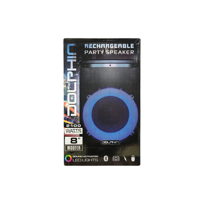 Dolphin 8" Heavy-Duty Handy Party Speaker with Wired Microphone & Remote Control