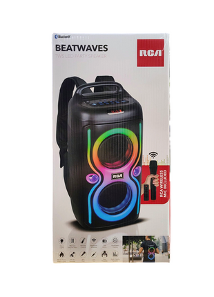 RCA 2x6.5" Dual Woofer Backpack Speaker with Wireless Mic & Remote