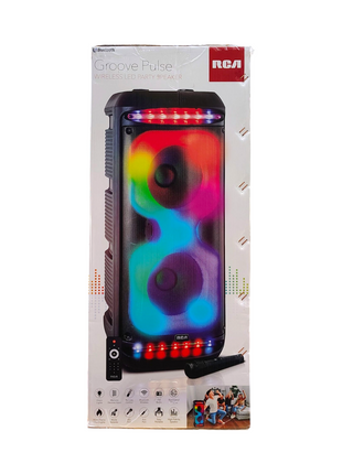 RCA Dual 10" Woofer Bluetooth Party Speaker with Wireless Microphone & Remote