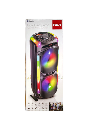 RCA Dual 8" Woofer Bluetooth Party Speaker with Wireless Microphone & Remote Control