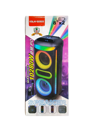 KOLAV Dual 8" Woofer Bluetooth Party Speaker with Wireless Microphone & Remote