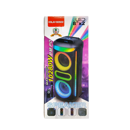 KOLAV Dual 8" Woofer Bluetooth Party Speaker with Wireless Microphone & Remote