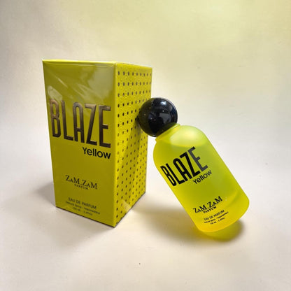 Zam Zam Blaze Yellow Eau de Parfum, 100ml (3.4 Fl Oz), Unisex Fragrance with Fresh, Fruity, Floral, Woody, Amber & Musk Accords