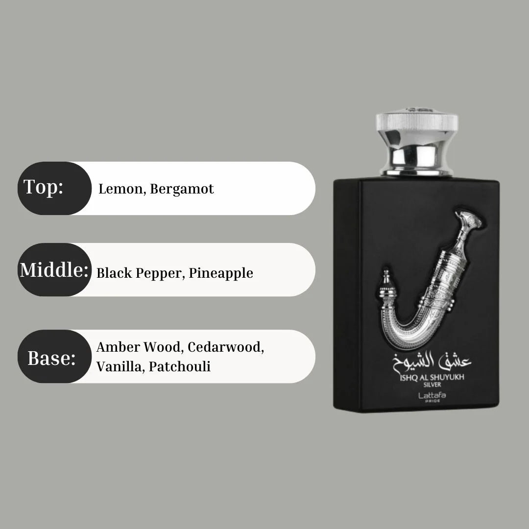 Ishq Al Shuyukh Silver 3.40 Fl. Oz EDP Spray By Lattafa