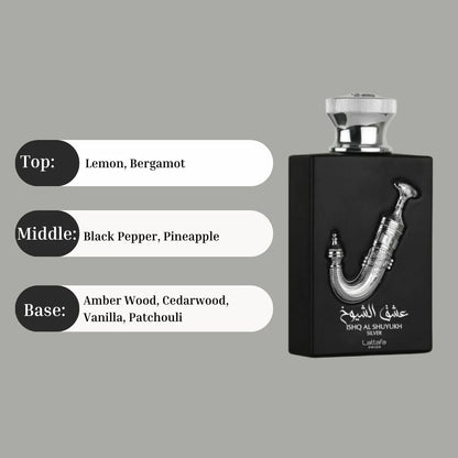 Ishq Al Shuyukh Silver 3.40 Fl. Oz EDP Spray By Lattafa